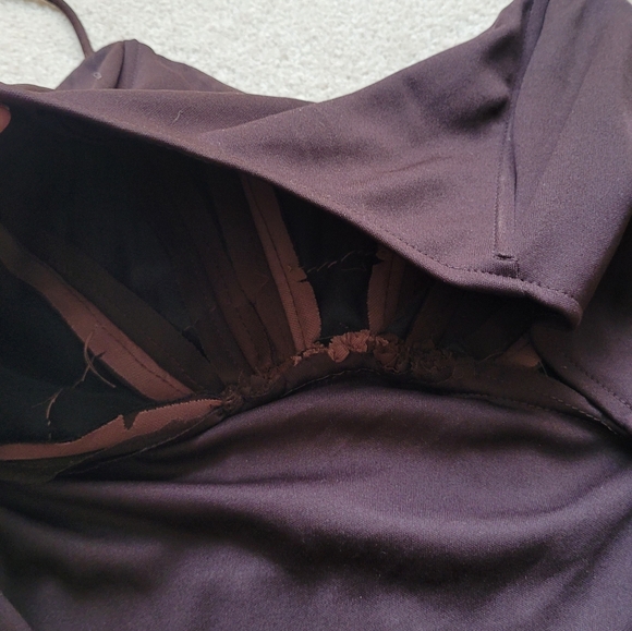 Alex Evening Brown Party Maxi Dress With Shawl Size 6P - Picture 11 of 11